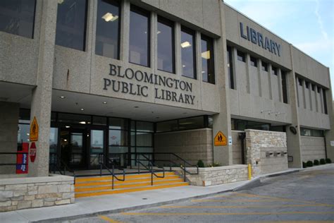 Bloomington library - The Bloomington Public Library does not currently have any requests for proposals available. Contact Us. 205 E. Olive Street Bloomington, IL 61701 Phone: 309.828.6091 Contact Us. Important Links. About Us Policies ... You may see library staff taking photographs during library programs. These photographs may be used in both print and digital promotional material. If …